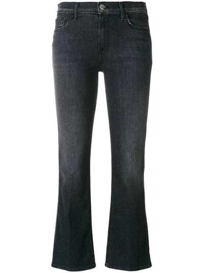 Shop J Brand Cropped Flared Jeans In Black