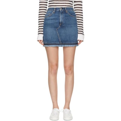 Shop Rag & Bone Rag And Bone Blue Denim Dive Miniskirt In 472 Fringed