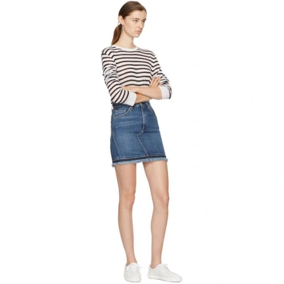 Shop Rag & Bone Rag And Bone Blue Denim Dive Miniskirt In 472 Fringed