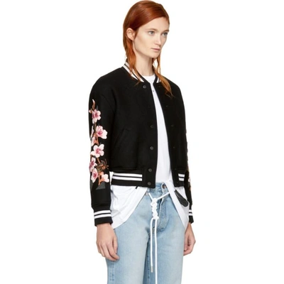 Shop Off-white Black Diagonal Cherry Varsity Jacket
