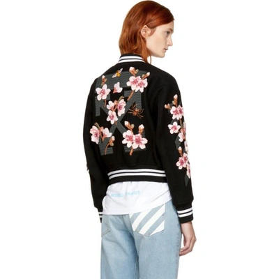 Shop Off-white Black Diagonal Cherry Varsity Jacket