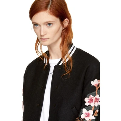 Shop Off-white Black Diagonal Cherry Varsity Jacket