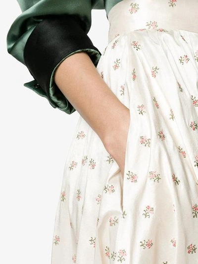 Shop Ronald Van Der Kemp Floral Embroidered Full Length Skirt In Neutrals