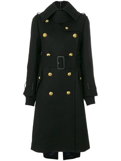 Shop Sacai Military Belted Coat In Black