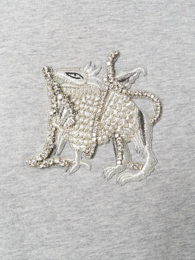 Shop Alexander Mcqueen Sequinned Creature Appliqués T-shirt In Grey