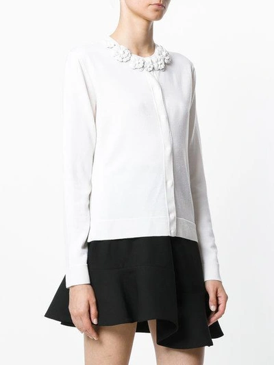 Shop Fendi Floral Appliqué Cardigan In White