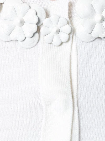 Shop Fendi Floral Appliqué Cardigan In White