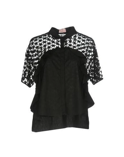 Shop Giamba Solid Color Shirts & Blouses In Black