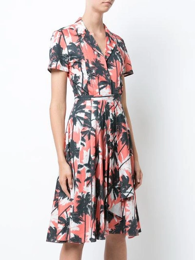 Shop Jason Wu Palm Print Shirt Dress In Black