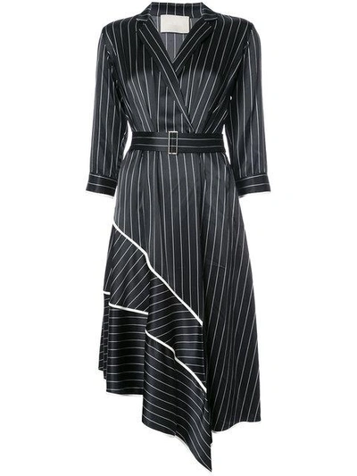 Shop Jason Wu Tailored Pinstripe Midi Dress In Black