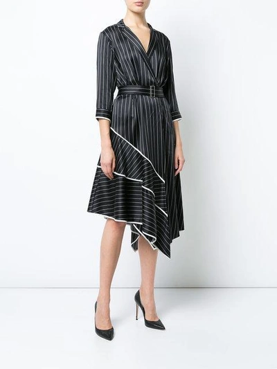 Shop Jason Wu Tailored Pinstripe Midi Dress In Black