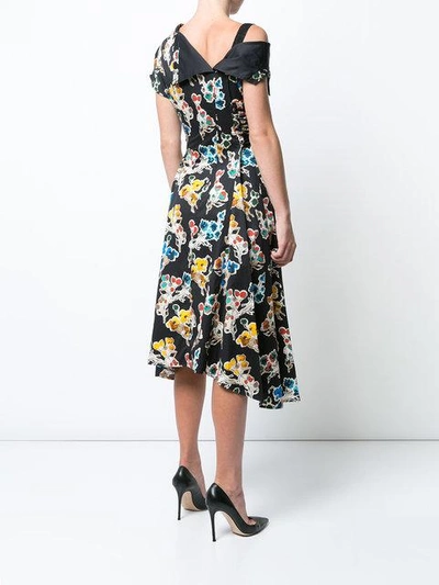 Shop Jason Wu Floral Asymmetric Midi Dress In Black