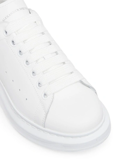 Shop Alexander Mcqueen 'larry' Chunky Outsole Metallic Collar Leather Sneakers