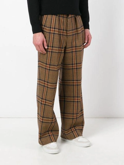 Shop Ami Alexandre Mattiussi Box Pleated Wide Trousers In Brown