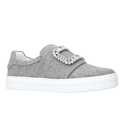 Shop Roger Vivier Sneaky Viv Felt Trainers In Grey/light