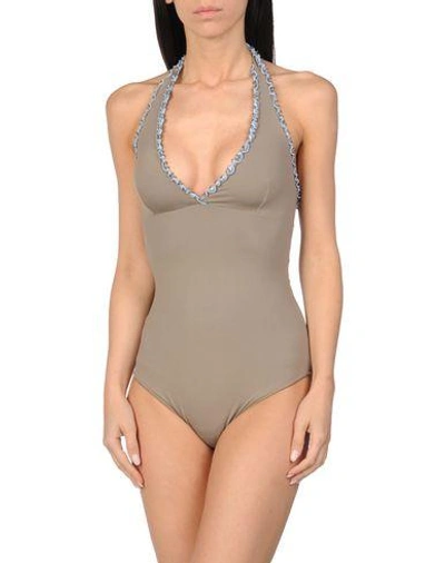 Shop Vilebrequin One-piece Swimsuits In Dove Grey