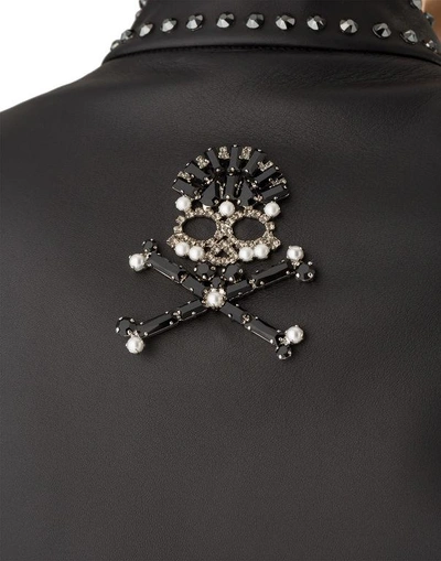 Shop Philipp Plein Leather Jacket "harlem" In Black