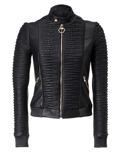 Shop Philipp Plein Leather Bomber "broadway"