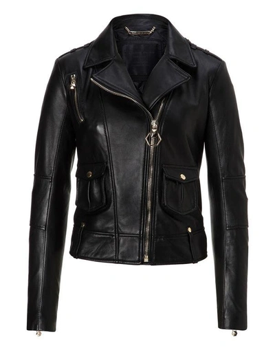 Shop Philipp Plein Leather Biker "beak Street"