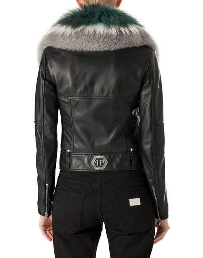 Shop Philipp Plein Leather Biker "beekman Street"