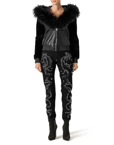 Shop Philipp Plein Leather Bomber "beverly Boulevard"