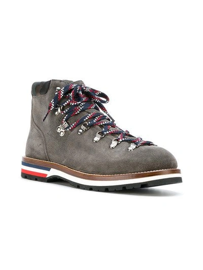 Shop Moncler Lace-up Boots - Grey