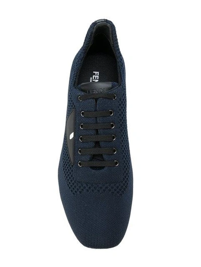 Shop Fendi Appliqué Sneakers In Blue