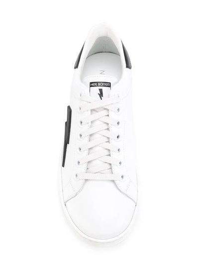 Shop Neil Barrett Lightning Bolt Sneakers - White