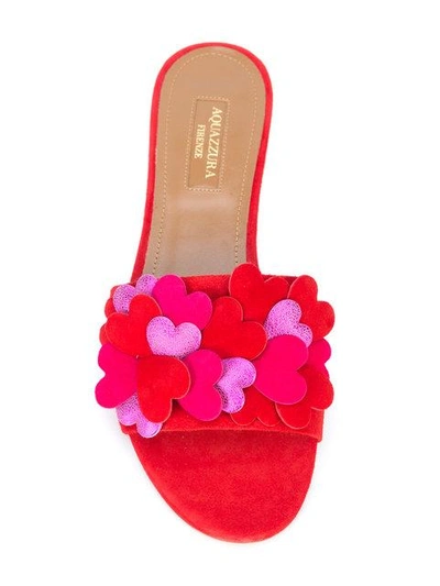 Shop Aquazzura 'happy Hearts' Slide Sandals In Red