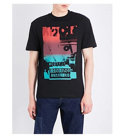 Shop Mcq By Alexander Mcqueen Graphic-print Cotton T-shirt In Darkest Black