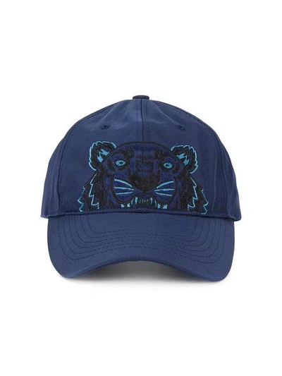 Shop Kenzo Tiger Canvas Cap In Blue