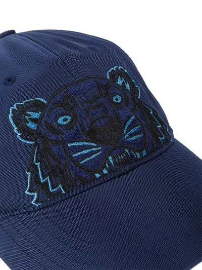 Shop Kenzo Tiger Canvas Cap In Blue