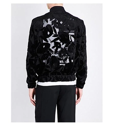 Shop Mcq By Alexander Mcqueen Floral Devoré Bomber Jacket In Darkest Black