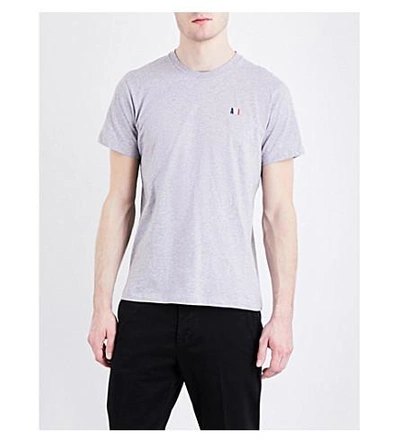 Shop Ami Alexandre Mattiussi Logo-embroidered Cotton-jersey T-shirt In Heather Grey