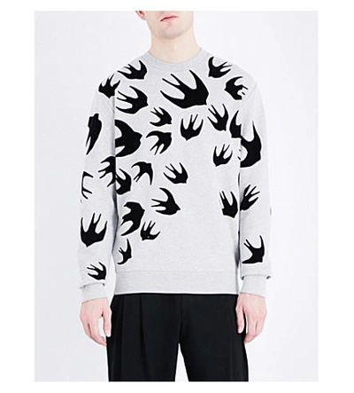 Shop Mcq By Alexander Mcqueen Swallow-print Sweatshirt In Mercury Melange