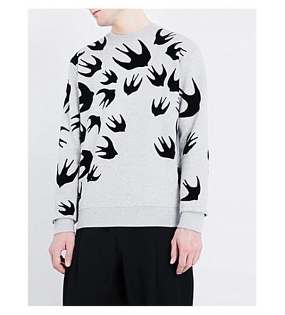 Shop Mcq By Alexander Mcqueen Swallow-print Sweatshirt In Mercury Melange