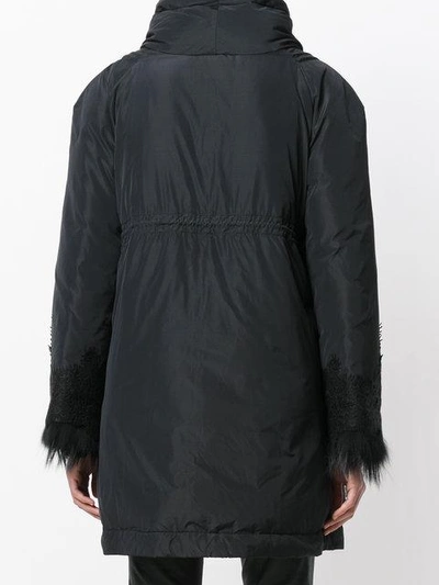 Shop Ermanno Scervino Appliqué Parka Coat In Black