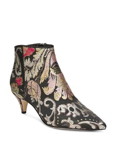 SAM EDELMAN KINZEY METALLIC JACQUARD KITTEN HEEL BOOTIES F3470F2