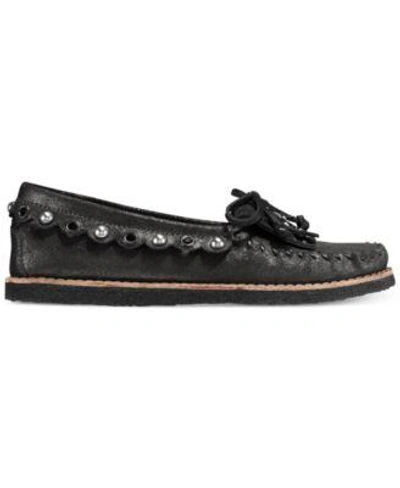 Shop Coach Roccasin Slip-on Flats In Anthracite