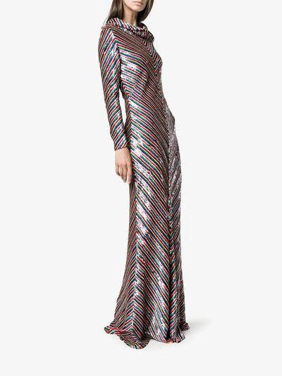 Shop Ashish Chevron Sequined Gown In White