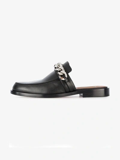 Shop Givenchy Black Chain Leather Mules