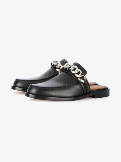 Shop Givenchy Black Chain Leather Mules