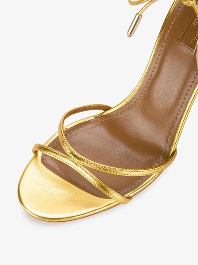 Shop Aquazzura Gold Eden Bead 105 Sandals In Metallic