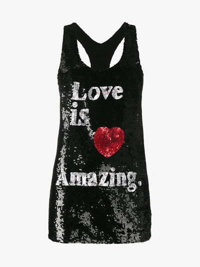 Shop Ashish Love Is Amazing Sequin Embellished Tank Top In Black