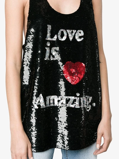 Shop Ashish Love Is Amazing Sequin Embellished Tank Top In Black