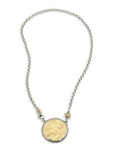 Shop Konstantino Gaia Etched Pendant Necklace In Silver-gold