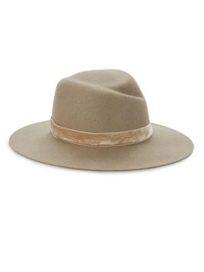 Shop Rag & Bone Zoe Velvet-trim Fedora Hat In Taupe