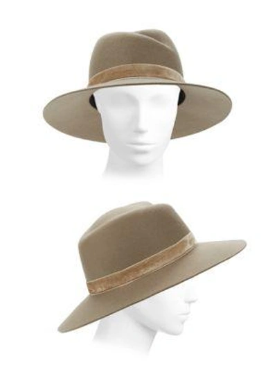 Shop Rag & Bone Zoe Velvet-trim Fedora Hat In Taupe