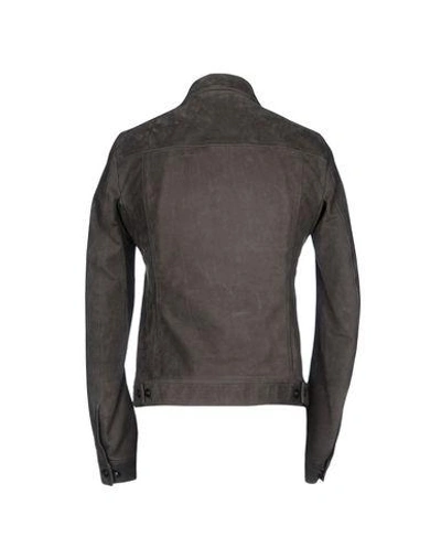 Shop Rick Owens Leather Jacket In Lead