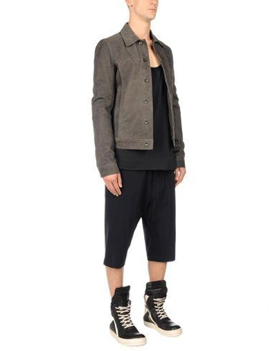 Shop Rick Owens Leather Jacket In Lead